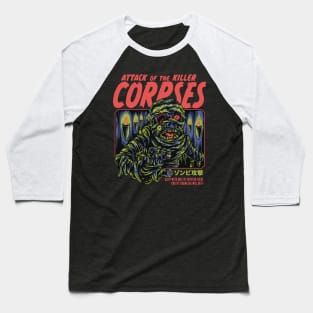 Vintage Horror Attack of the Killer Corpses Cover Art // Retro Zombie Art Baseball T-Shirt